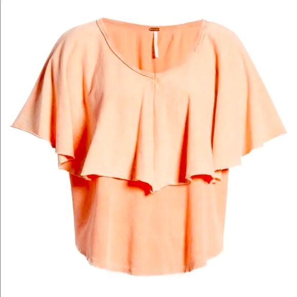 FREE PEOPLE Girl Talk Ruffle Top XS - Picture 1 of 6